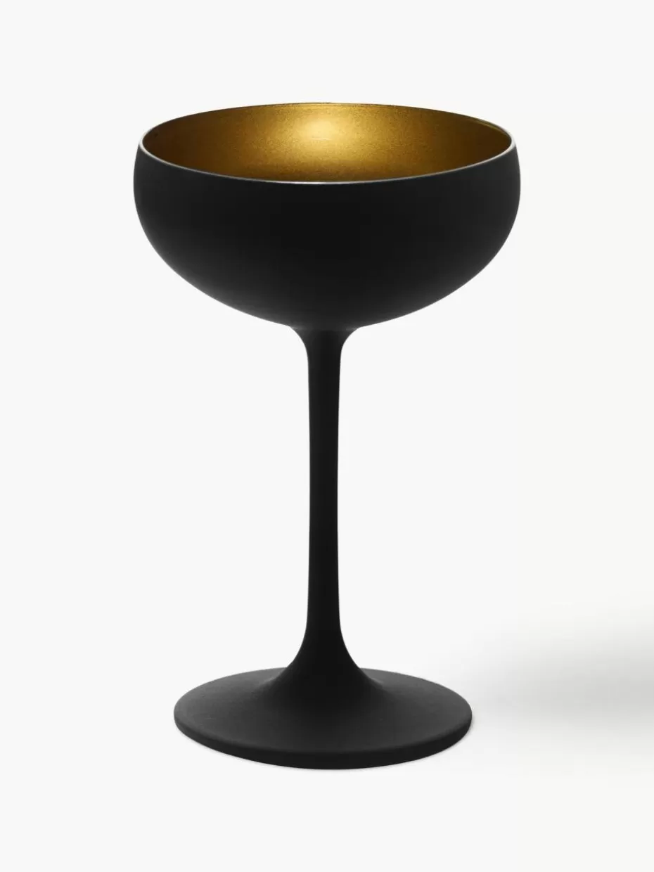 Champagner- & Sektgläser-Stölzle Lausitz Kristall-Champagnerschalen Elements, 6 Stück Schwarz, Goldfarben