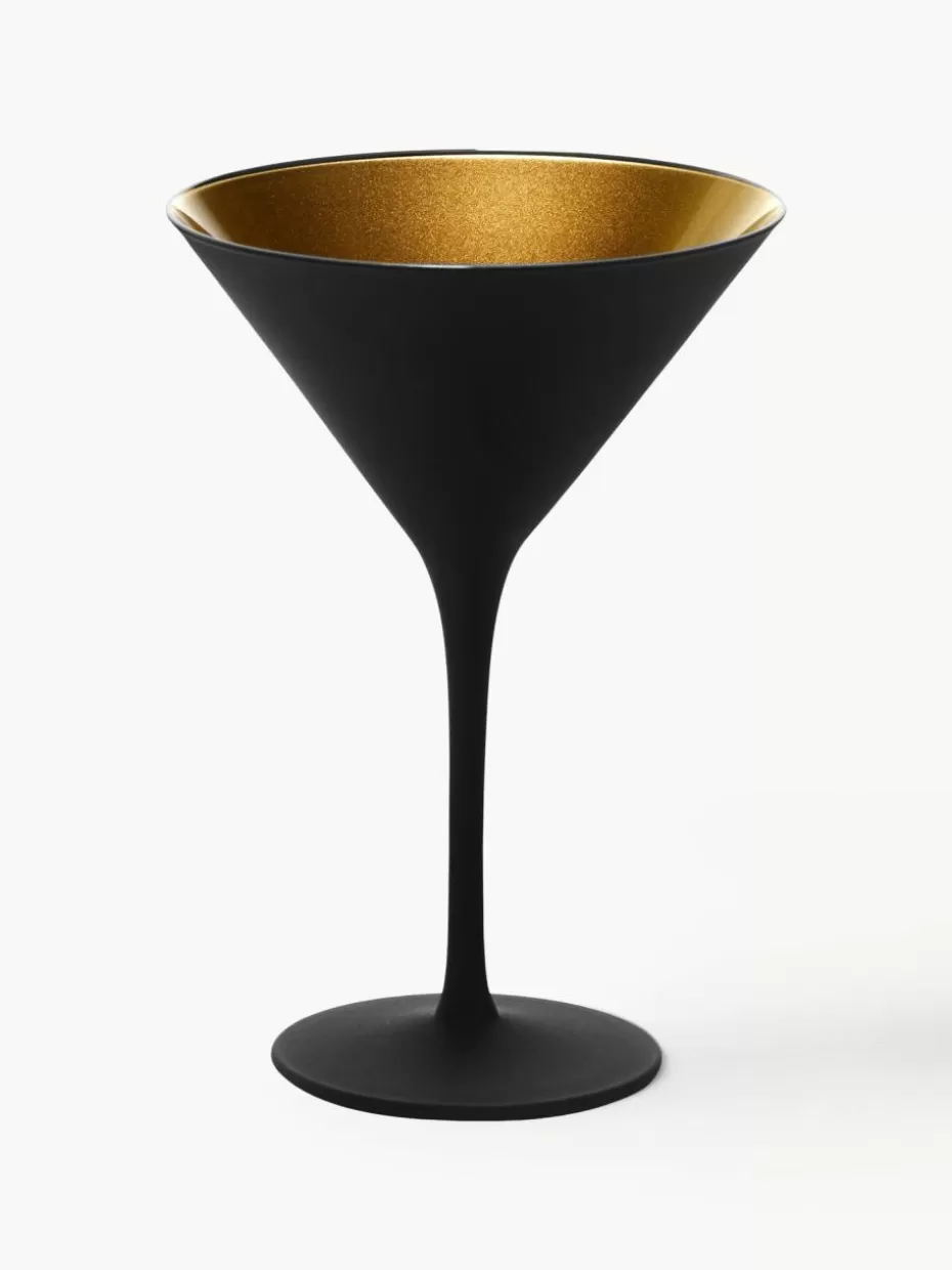 Bargläser-Stölzle Lausitz Kristall-Cocktailgläser Elements, 6 Stück Schwarz, Goldfarben