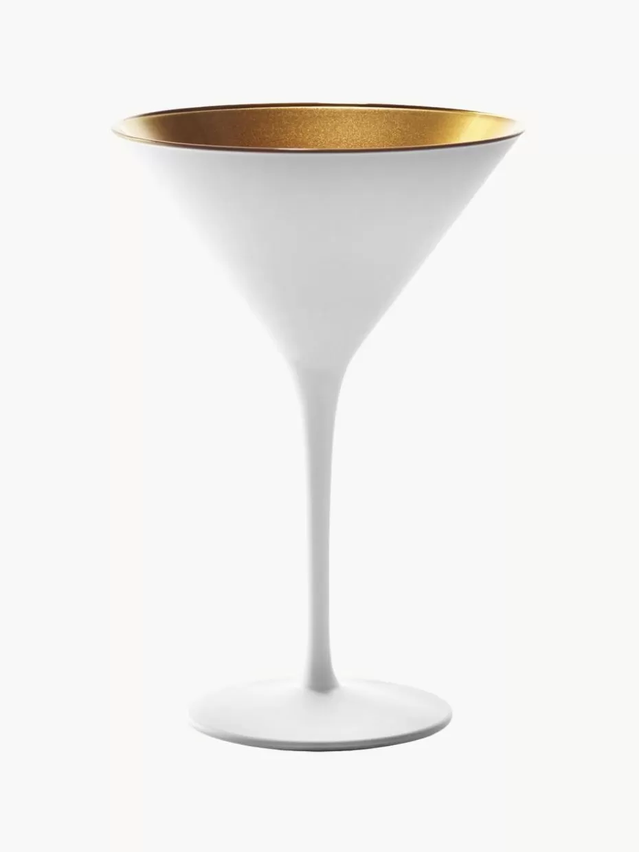 Bargläser-Stölzle Lausitz Kristall-Cocktailgläser Elements, 6 Stück Weiß, Goldfarben