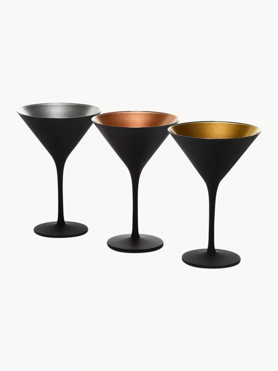 Bargläser-Stölzle Lausitz Kristall-Cocktailgläser Elements, 6 Stück Schwarz, Goldfarben