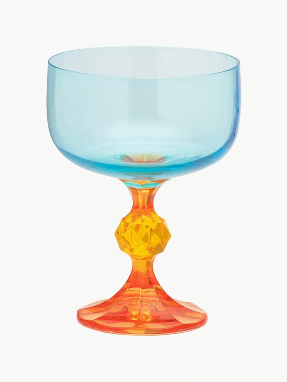 Champagner- & Sektgläser | Bargläser-Anna + Nina Kristall-Cocktailgläser Paradise, 2 Stück Hellblau, Orange, Sonnengelb, transparent