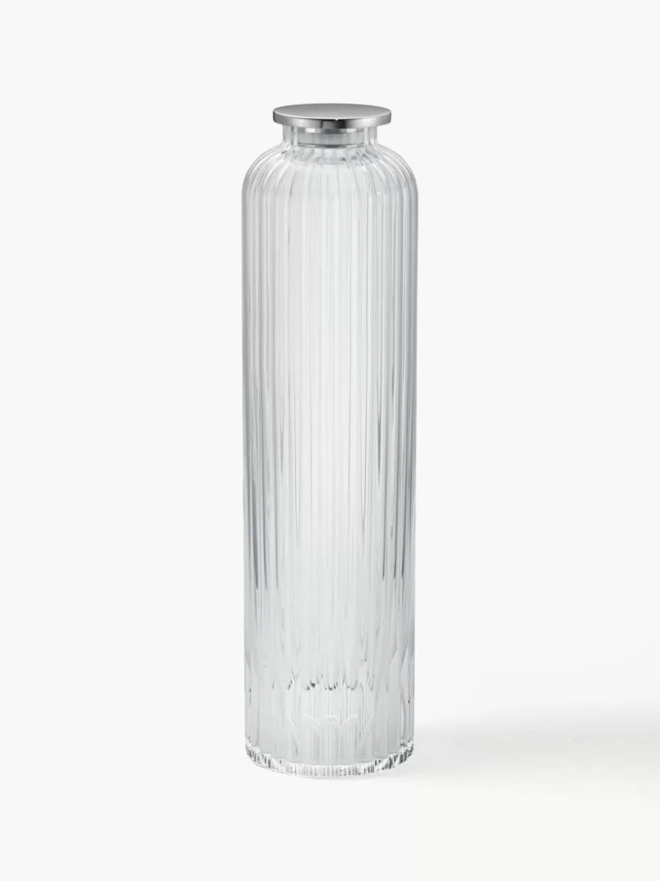 Kannen & Karaffen-Georg Jensen Kristall-Wasserkraffe Bernadotte mit Rillenstruktur, 1.1 L