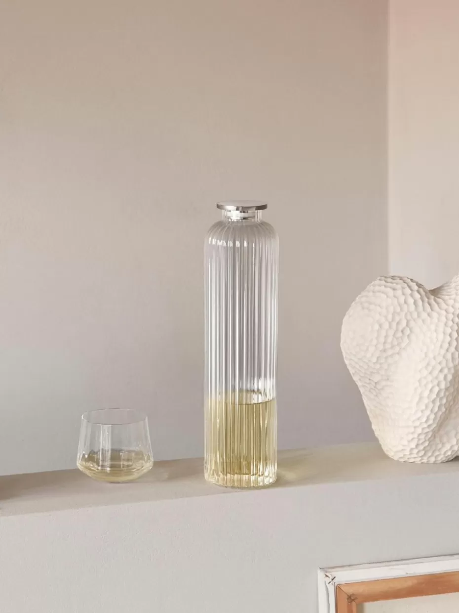 Kannen & Karaffen-Georg Jensen Kristall-Wasserkraffe Bernadotte mit Rillenstruktur, 1.1 L