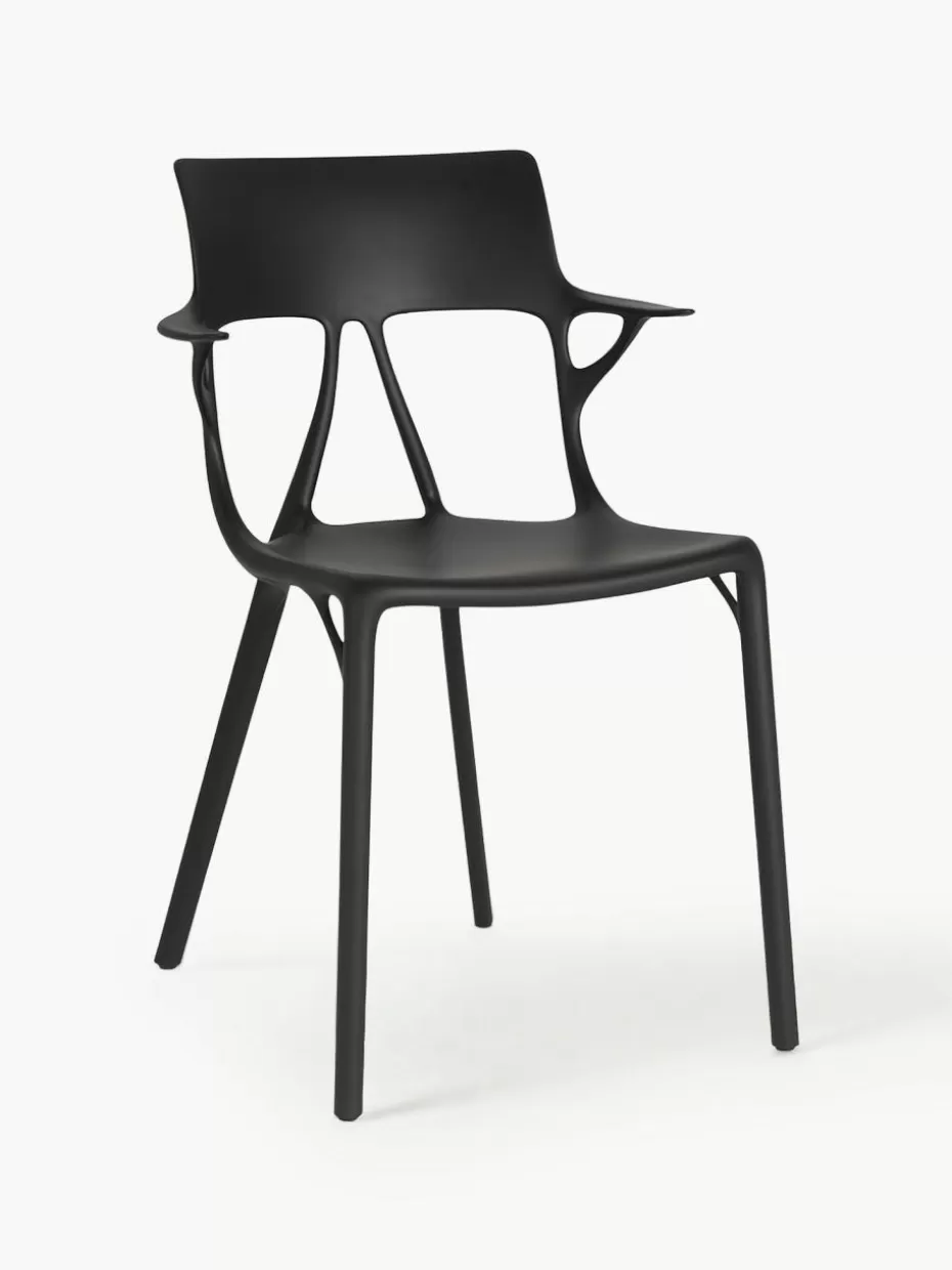 Stühle-Kartell Kunststoff-Armlehnstühle A.I., 2 Stück Schwarz