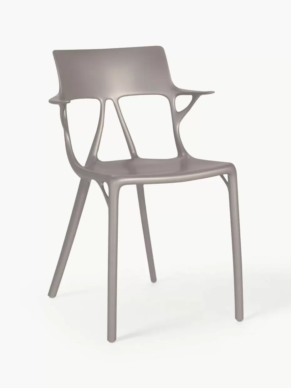 Stühle-Kartell Kunststoff-Armlehnstühle A.I., 2 Stück Greige