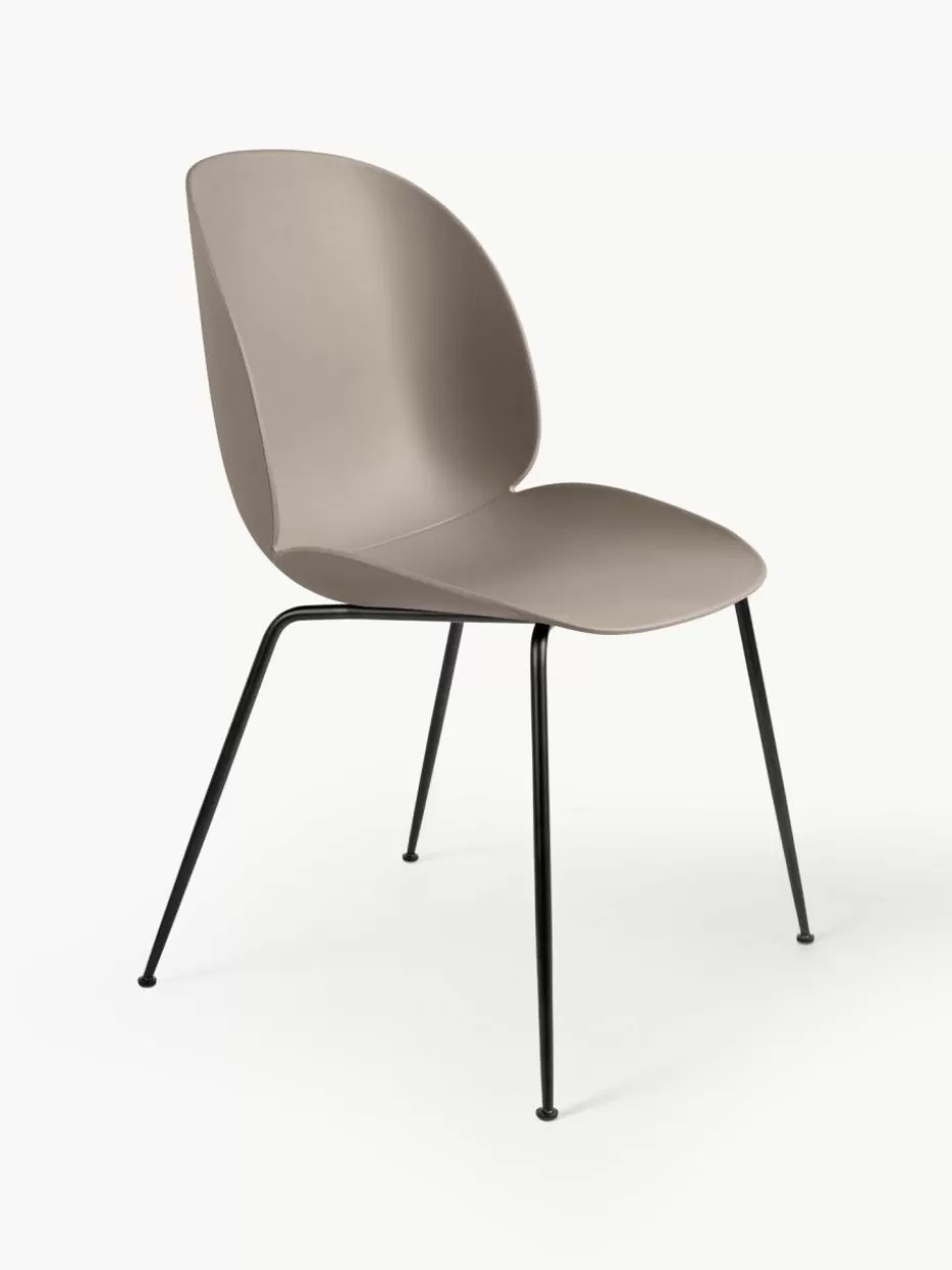 Stühle-GUBI Kunststoffstuhl Beetle Nougat, Schwarz matt