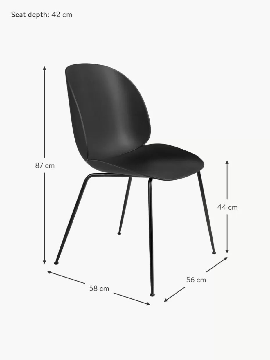Stühle-GUBI Kunststoffstuhl Beetle Schwarz, matt