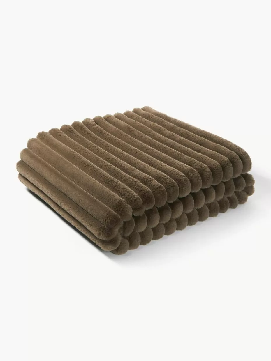 Decken & Plaids-Westwing Collection Kuscheldecke Lovey aus Kunstfell Dunkelbraun