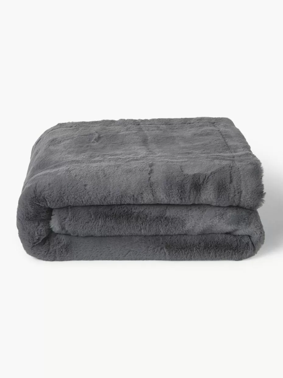 Weihnachtliche Decken & Plaids | Decken & Plaids-Westwing Collection Kuscheldecke Mette aus Kunstfell Anthrazit
