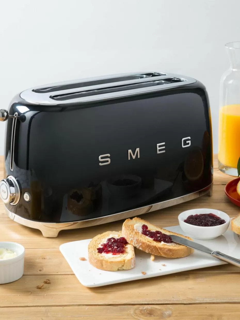 Toaster-Smeg Langschlitztoaster 50's Style Schwarz, glänzend