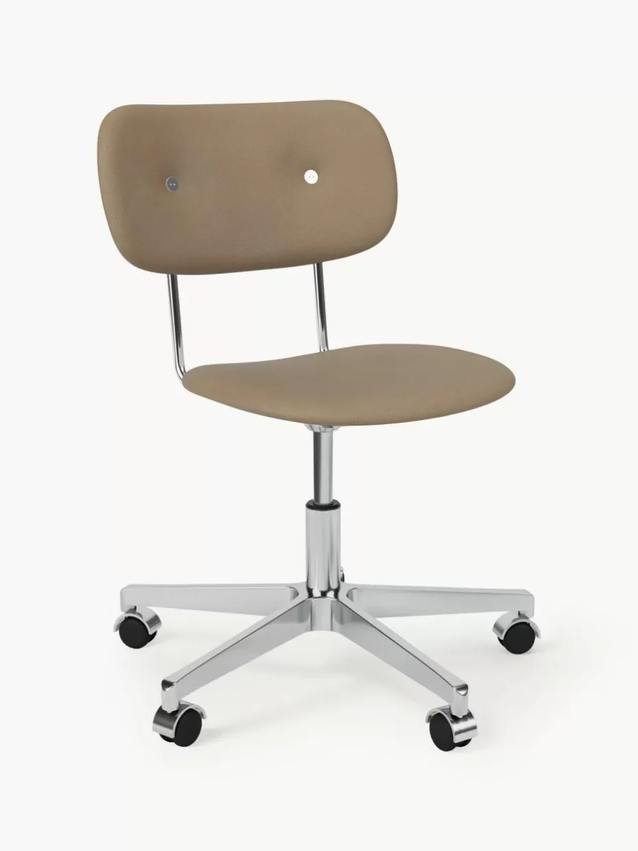 Schreibtischstühle-Audo Copenhagen Leder-Schreibtischstuhl Co, höhenverstellbar Leder Beige, Silberfarben