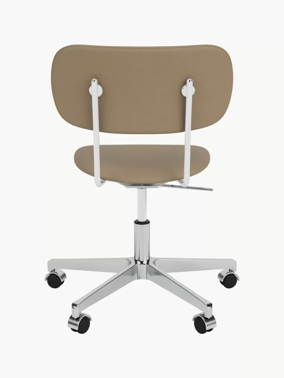 Schreibtischstühle-Audo Copenhagen Leder-Schreibtischstuhl Co, höhenverstellbar Leder Beige, Silberfarben