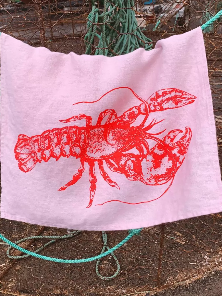 Küchentextilien | Küchentextilien-Frohstoff Leinen-Geschirrtuch Lobster, handbedruckt