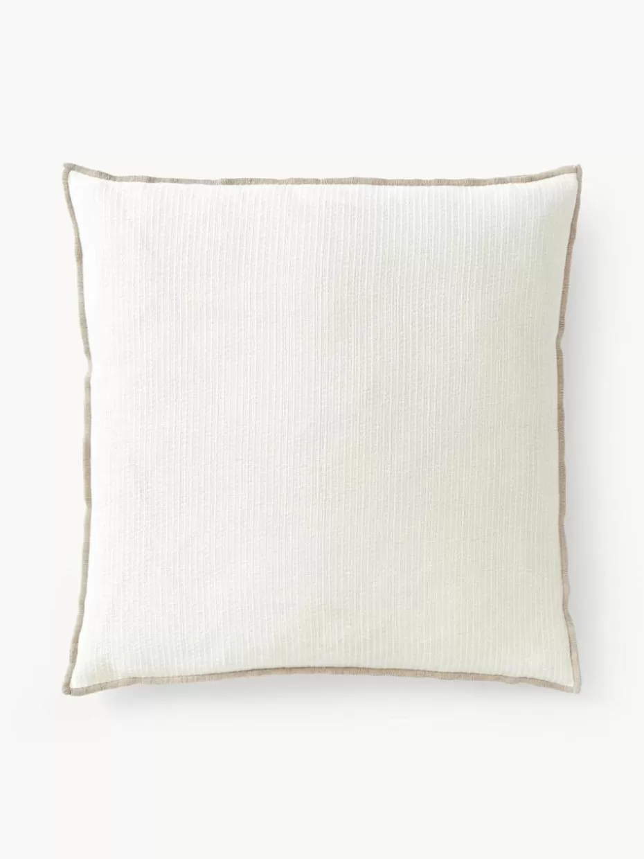Dekokissen-Westwing Collection Leinen-Kissenhülle Blaine Off White, Hellbeige