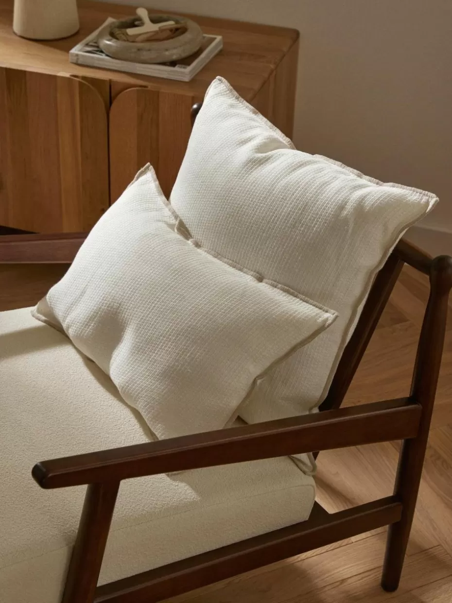 Dekokissen-Westwing Collection Leinen-Kissenhülle Blaine Off White, Hellbeige