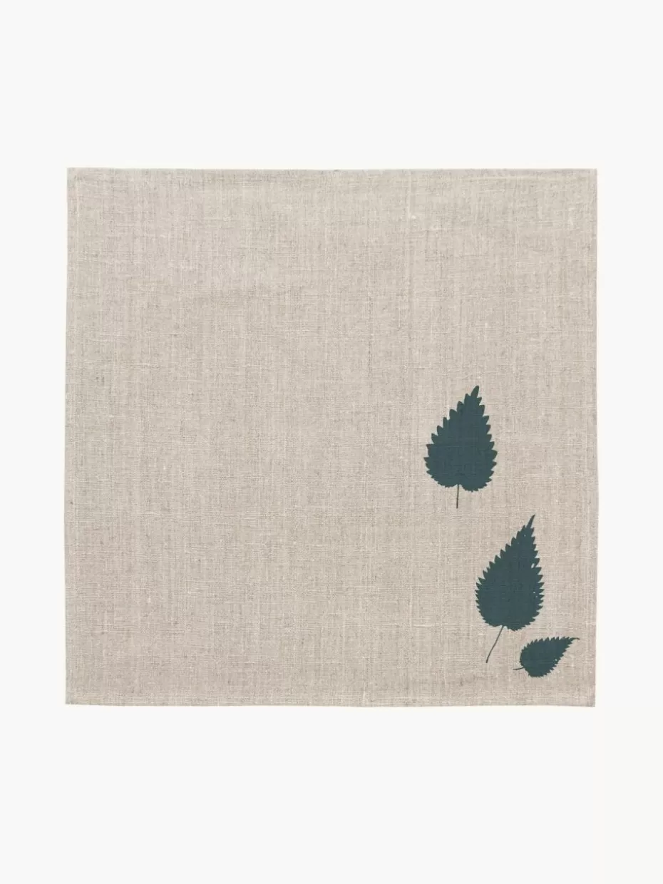 Servietten & Ringe | Servietten-Frohstoff Leinen-Serviette Brennnesselblatt, handbedruckt