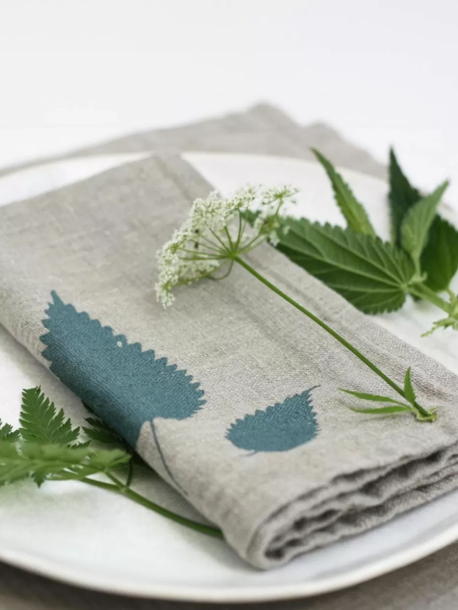 Servietten & Ringe | Servietten-Frohstoff Leinen-Serviette Brennnesselblatt, handbedruckt