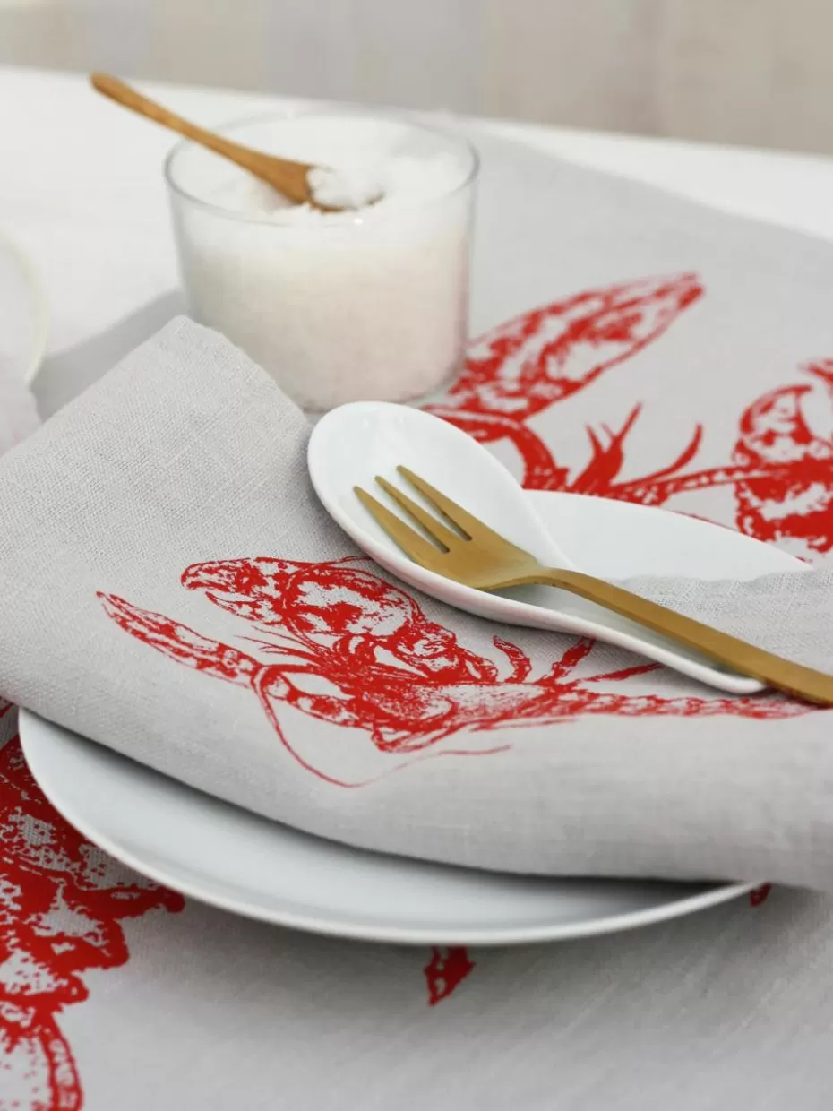 Servietten & Ringe | Servietten-Frohstoff Leinen-Serviette Hummer, handbedruckt