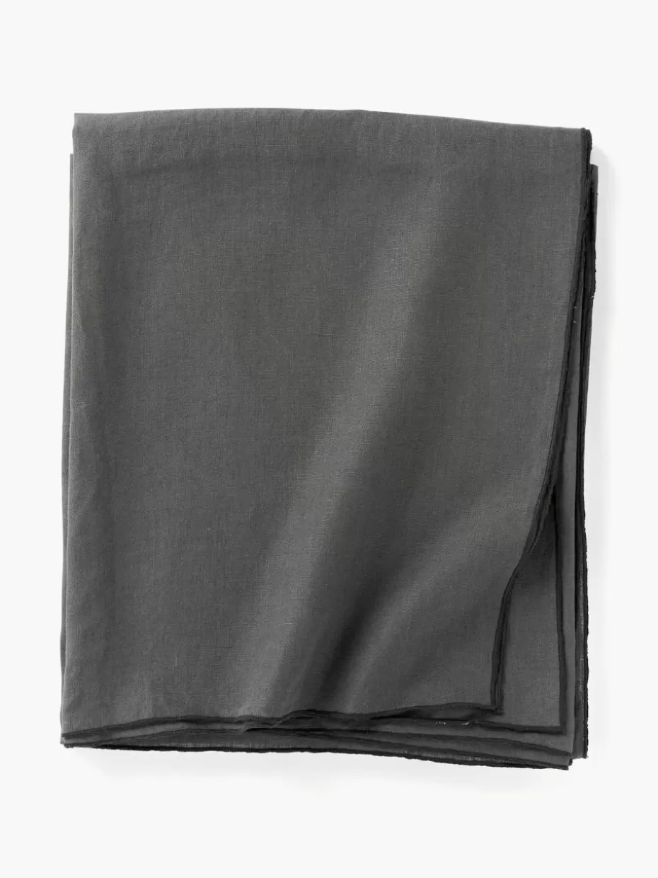 Tischdecken | Tischdecken-Westwing Collection Leinen-Tischdecke Kennedy mit Umkettelung Anthrazit, Schwarz