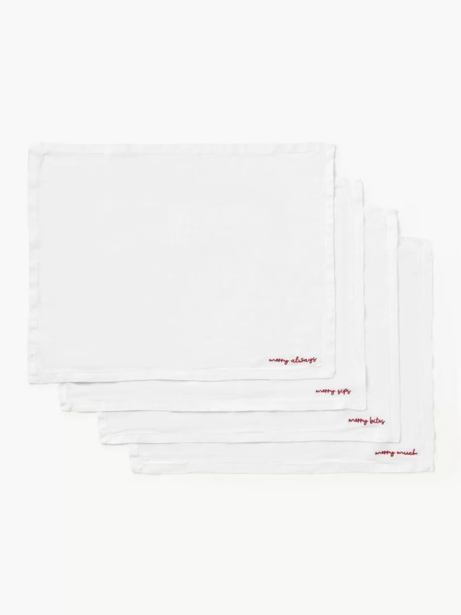 Weihnachtstischwäsche | Tischsets-Westwing Collection Leinen-Tischsets Alari mit Stickerei, 4 Stück