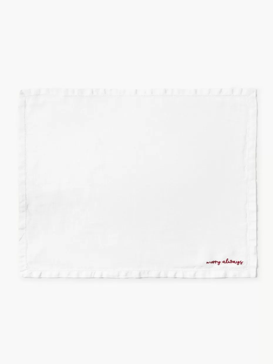 Weihnachtstischwäsche | Tischsets-Westwing Collection Leinen-Tischsets Alari mit Stickerei, 4 Stück