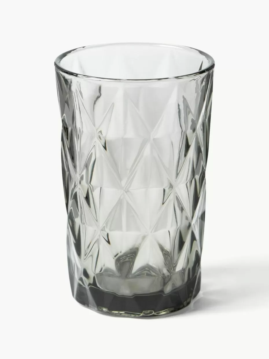 Bargläser-Westwing Collection Longdrinkgläser Colorado mit Strukturmuster, 4 Stück Grau
