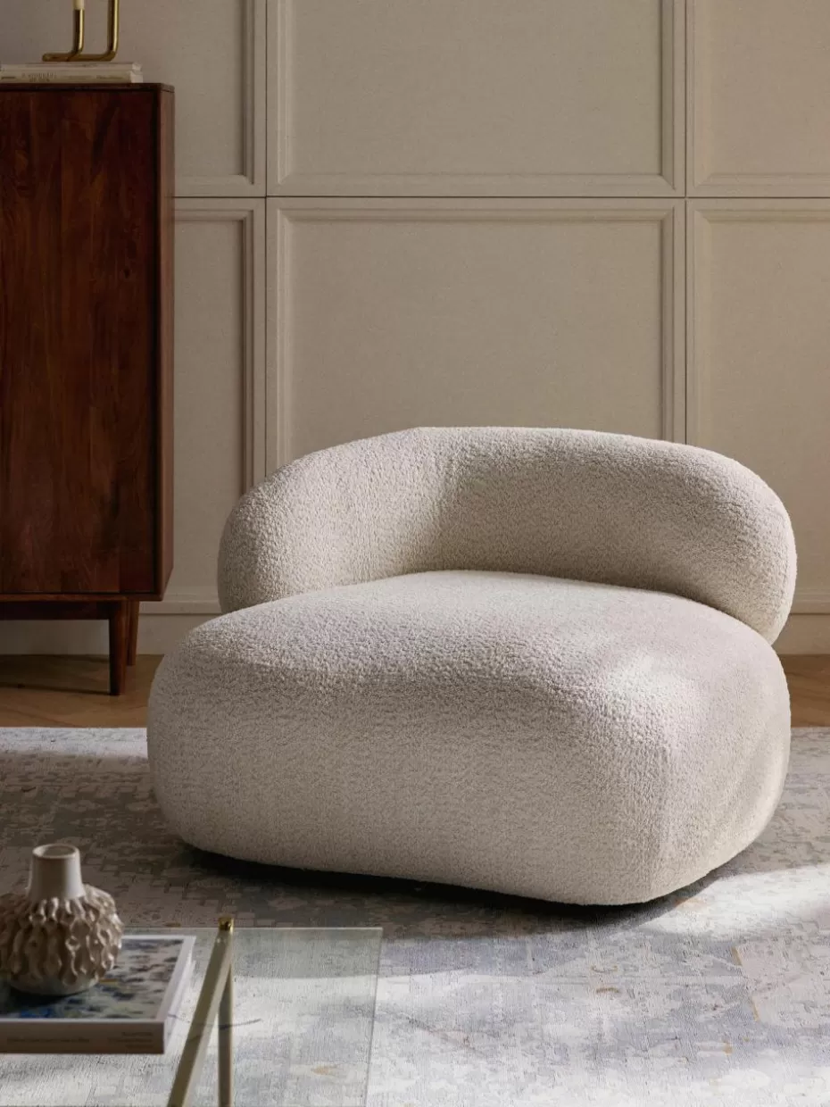 Sofaserien | Sessel-Westwing Collection Loungesessel Alba aus Teddy-Bouclé Teddy-Bouclé Off White