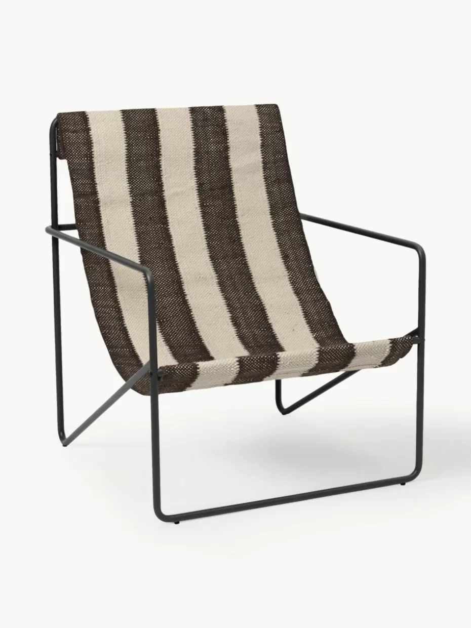 Sessel-ferm LIVING Loungesessel Desert Webstoff Hellbeige, Dunkelbraun, Schwarz