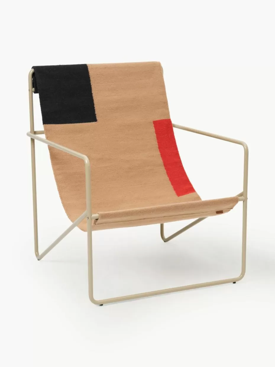 Sessel-ferm LIVING Loungesessel Desert Webstoff Beige, Rot, Schwarz, Greige