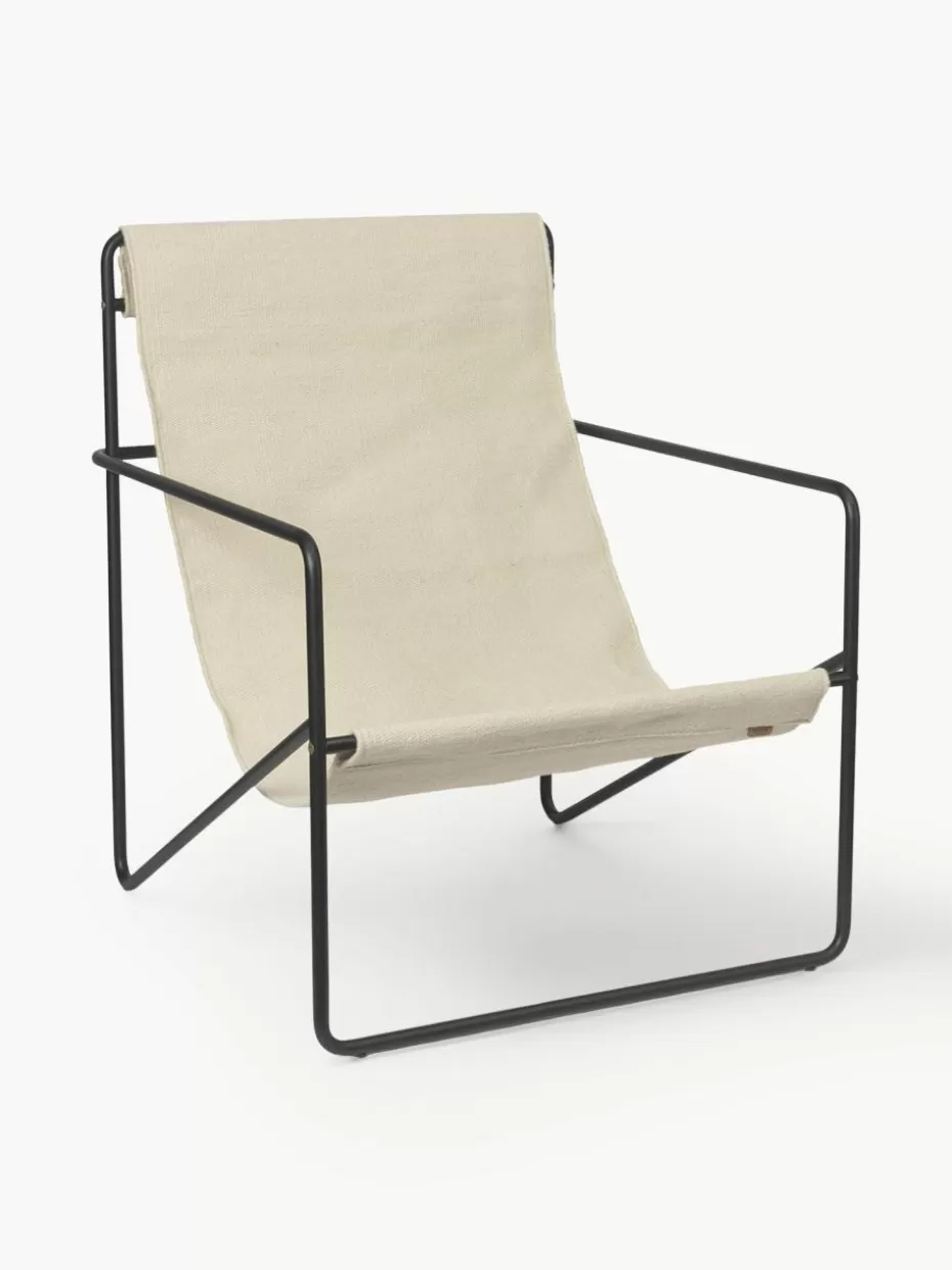 Sessel-ferm LIVING Loungesessel Desert Webstoff Hellbeige, Schwarz