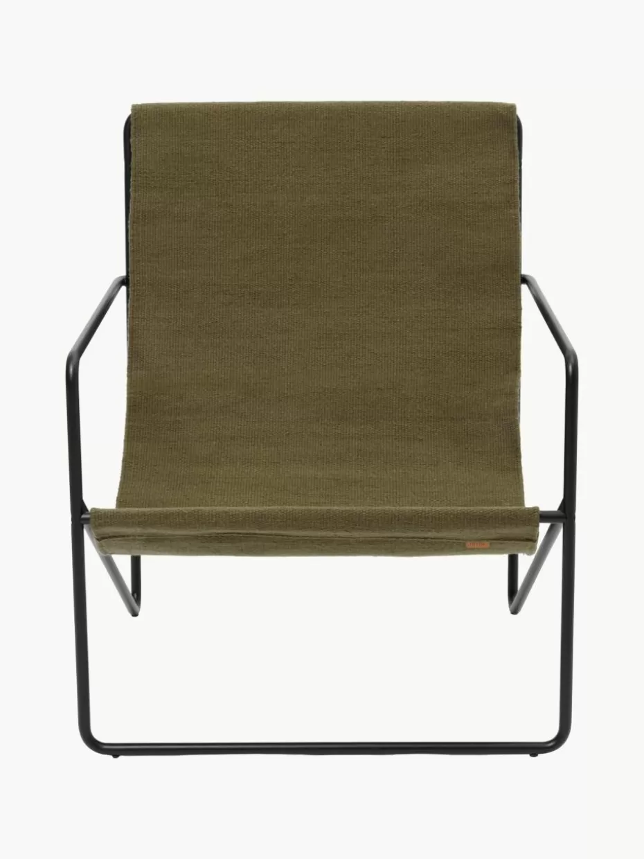 Sessel-ferm LIVING Loungesessel Desert Webstoff Olivgrün, Schwarz