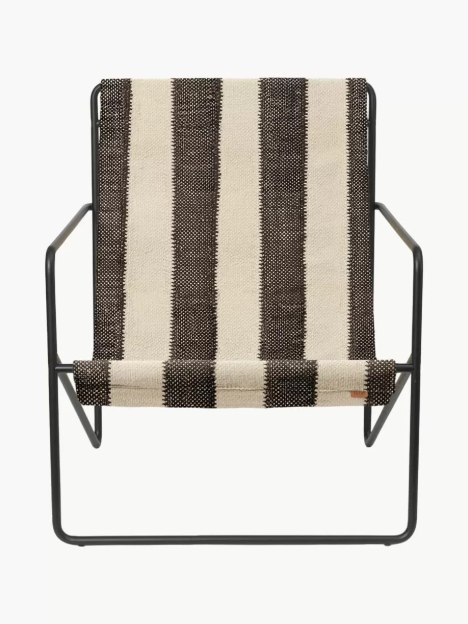 Sessel-ferm LIVING Loungesessel Desert Webstoff Hellbeige, Dunkelbraun, Schwarz