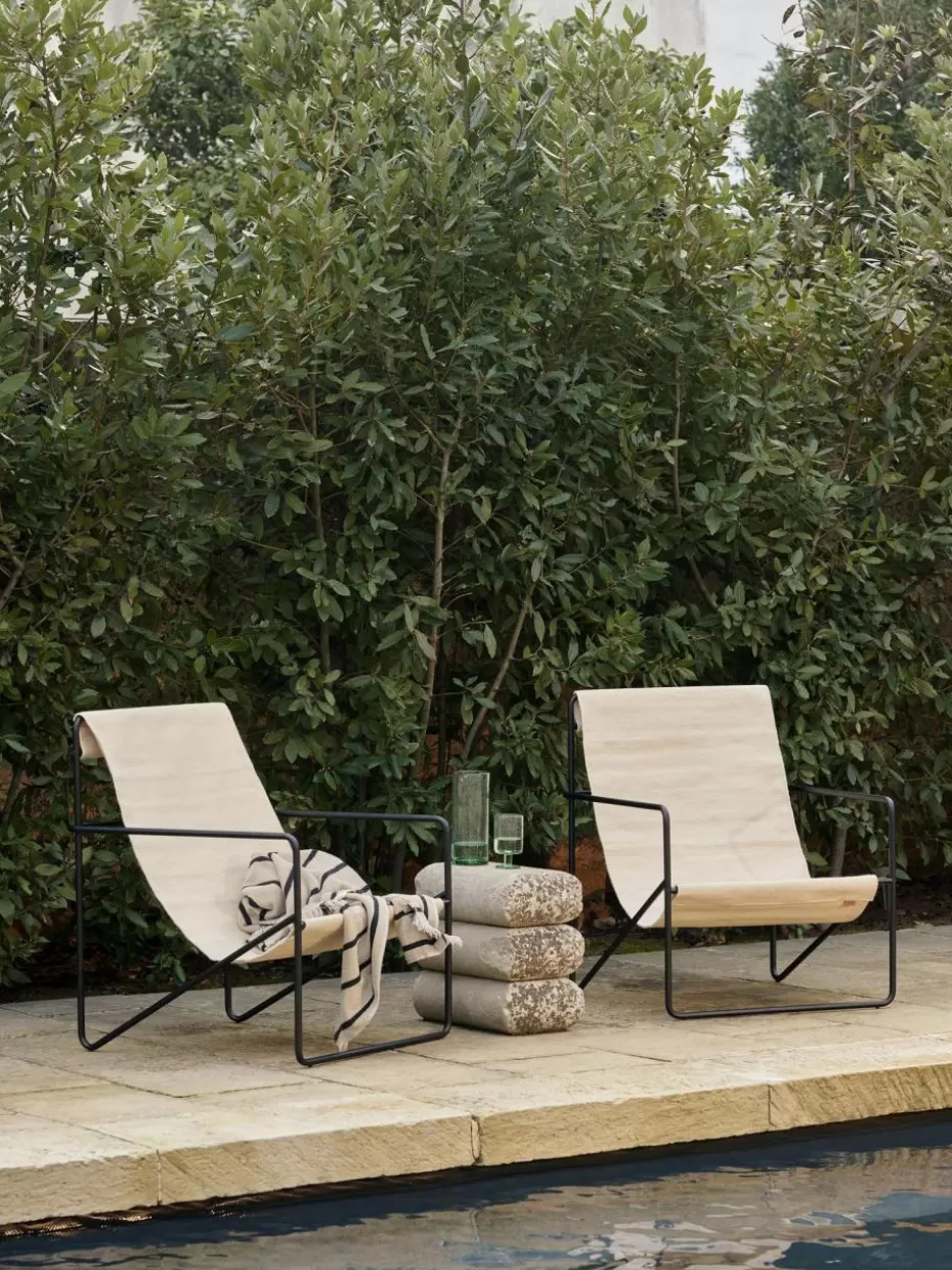 Sessel-ferm LIVING Loungesessel Desert Webstoff Hellbeige, Schwarz
