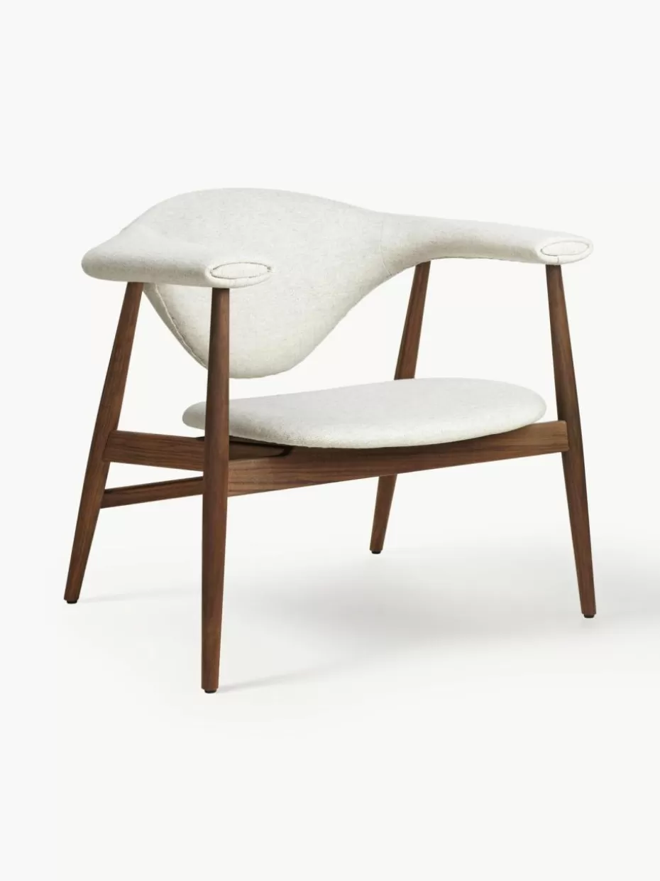 Sessel-GUBI Loungesessel Masculo aus Walnussholz Webstoff Off White, Walnussholz