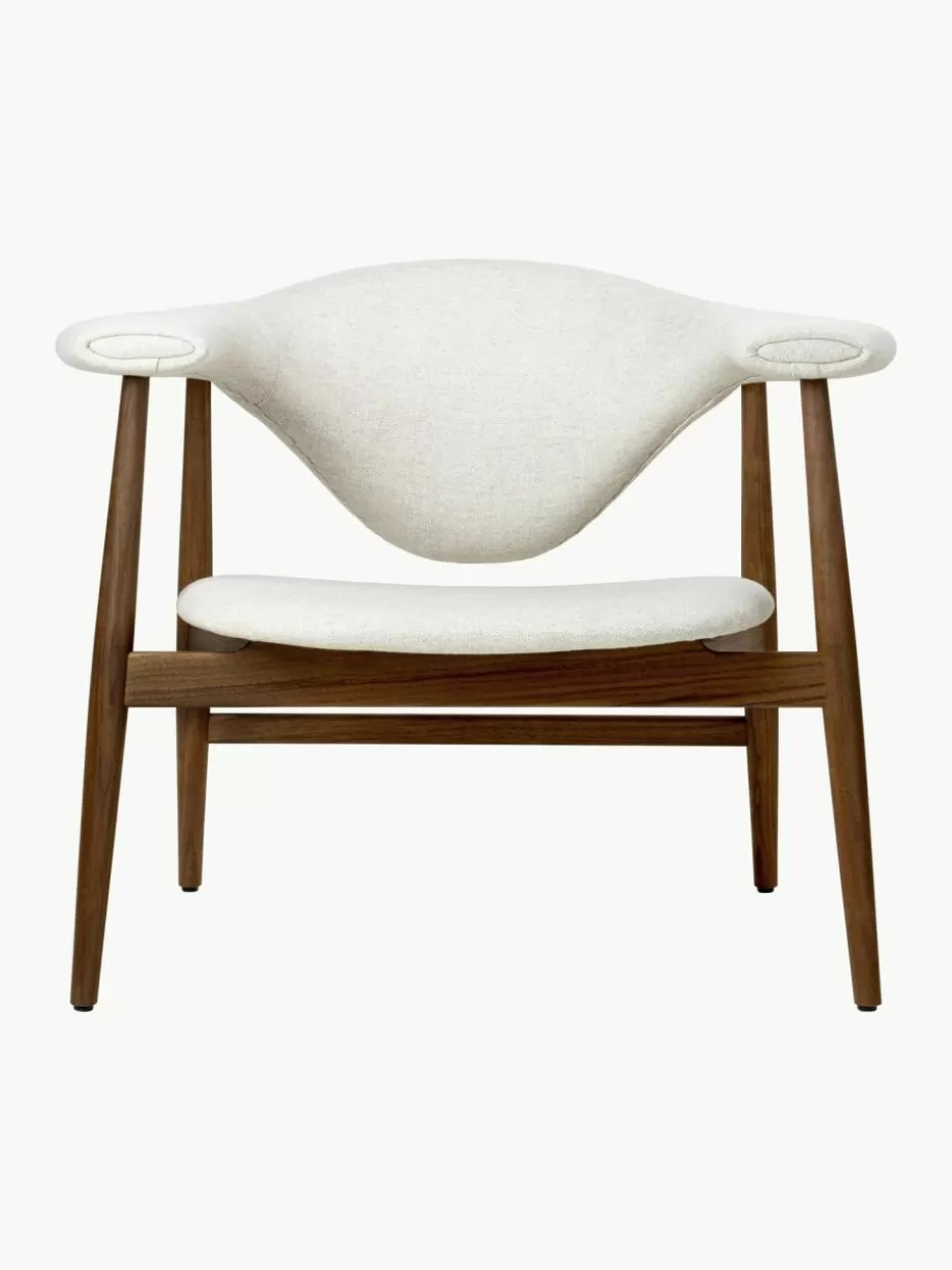 Sessel-GUBI Loungesessel Masculo aus Walnussholz Webstoff Off White, Walnussholz