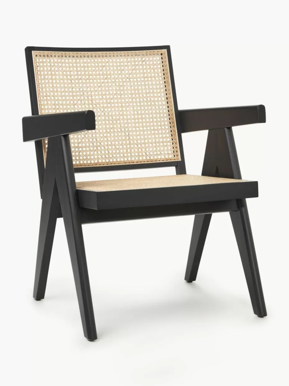 Sessel-Westwing Collection Loungesessel Sissi mit Wiener Geflecht Schwarz, Hellbeige