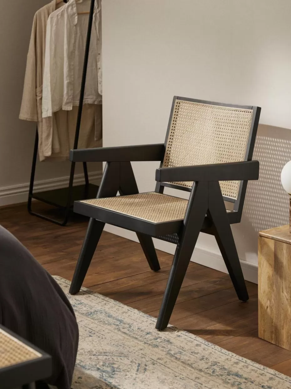 Sessel-Westwing Collection Loungesessel Sissi mit Wiener Geflecht Schwarz, Hellbeige