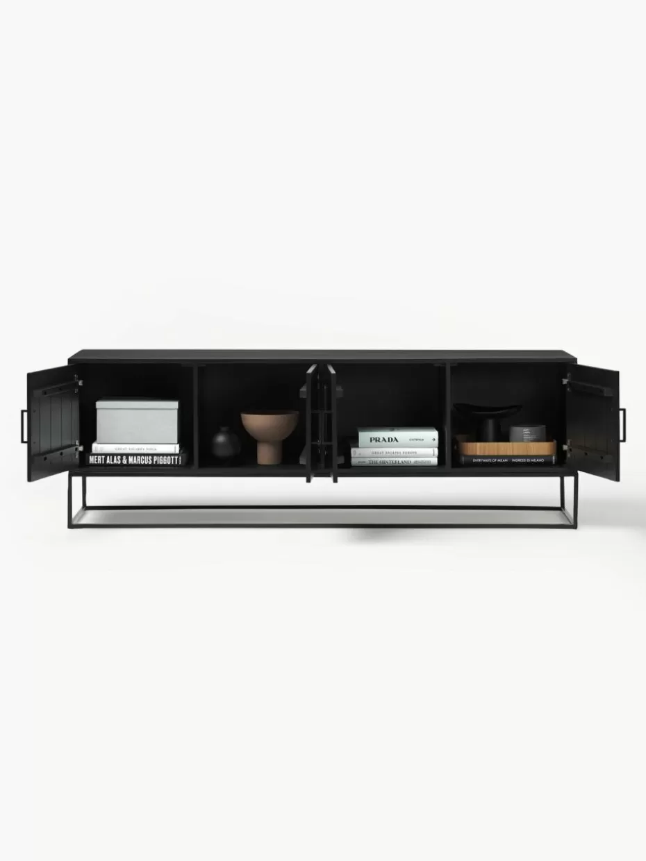 Kommoden & Sideboards-Westwing Collection Lowboard Lyle aus massivem Mangoholz mit Türen Schwarz
