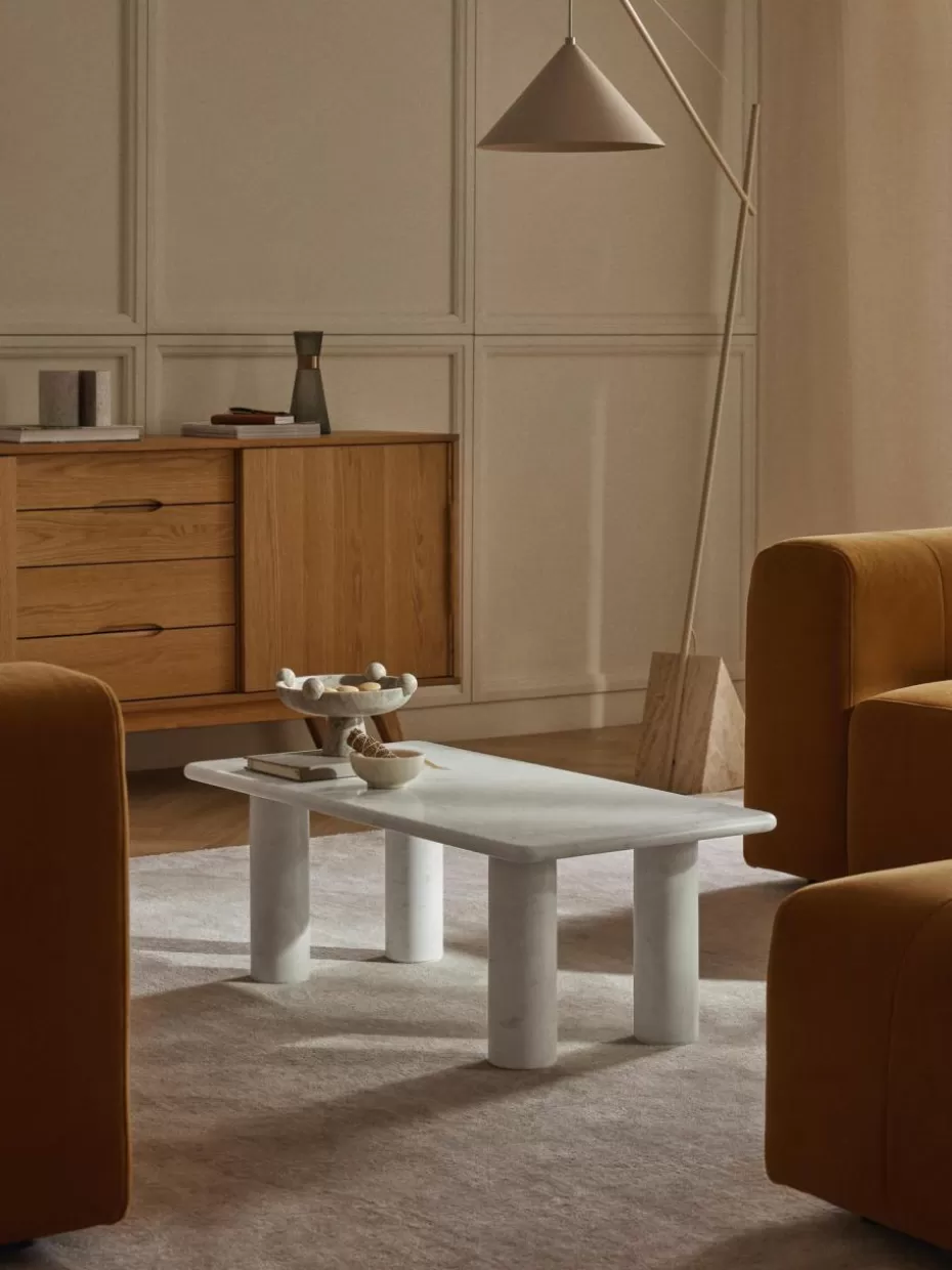 Couchtische-Westwing Collection Marmor-Couchtisch Mabel Weiß, marmoriert