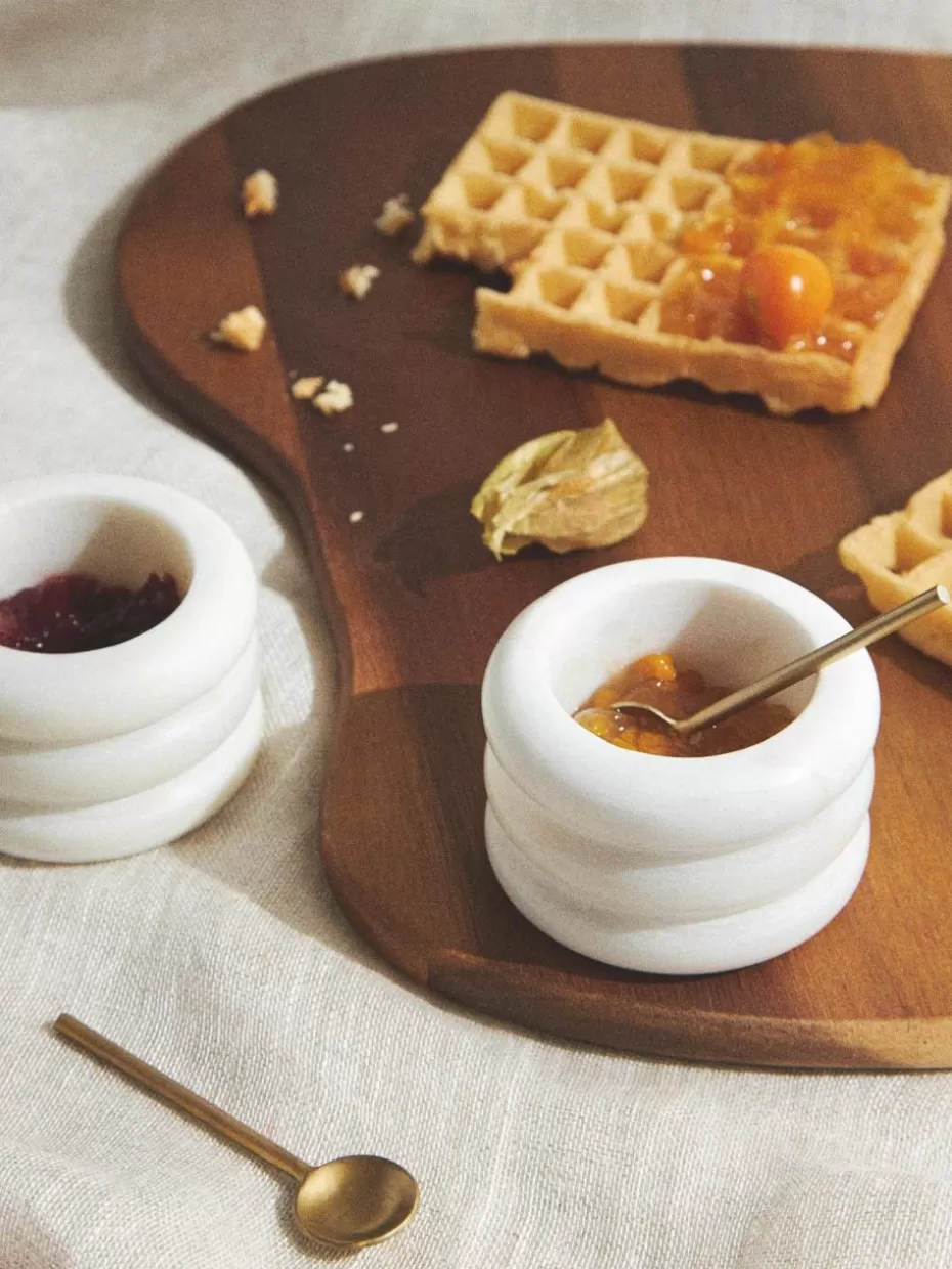 Weihnachtsgeschirr | Dipschalen & Snackschalen-Westwing Collection Marmor-Schälchen Zuri mit Löffel, 2 Stück