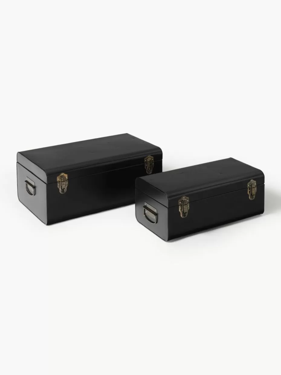 Boxen-Westwing Collection Metall-Aufbewahrungstruhen Jonny, 2er-Set Schwarz
