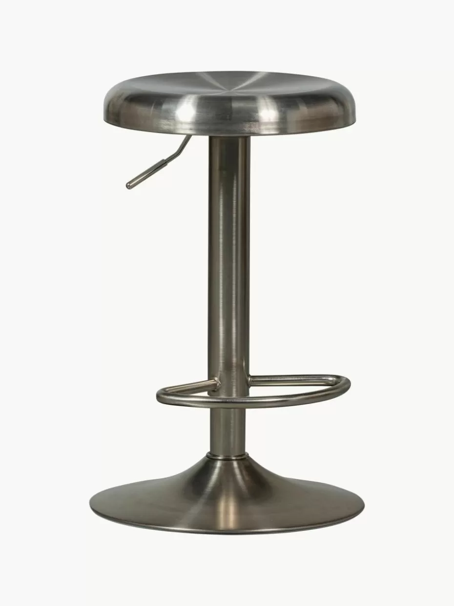 Barhocker-Westwing Metall-Barhocker Isaac, höhenverstellbar Silberfarben