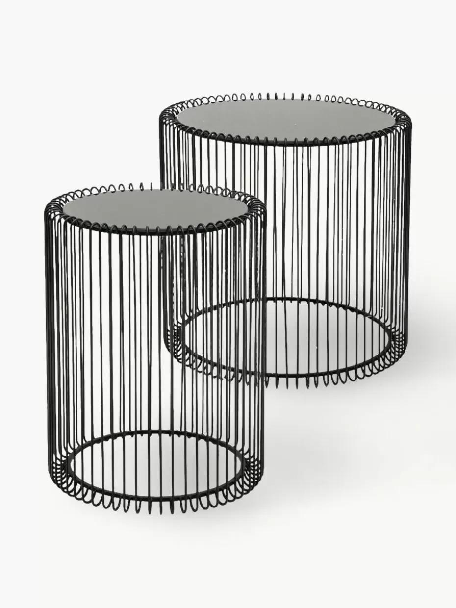 Beistelltische-Kare Design Metall-Beistelltische Wire mit Glasplatte, 2er-Set