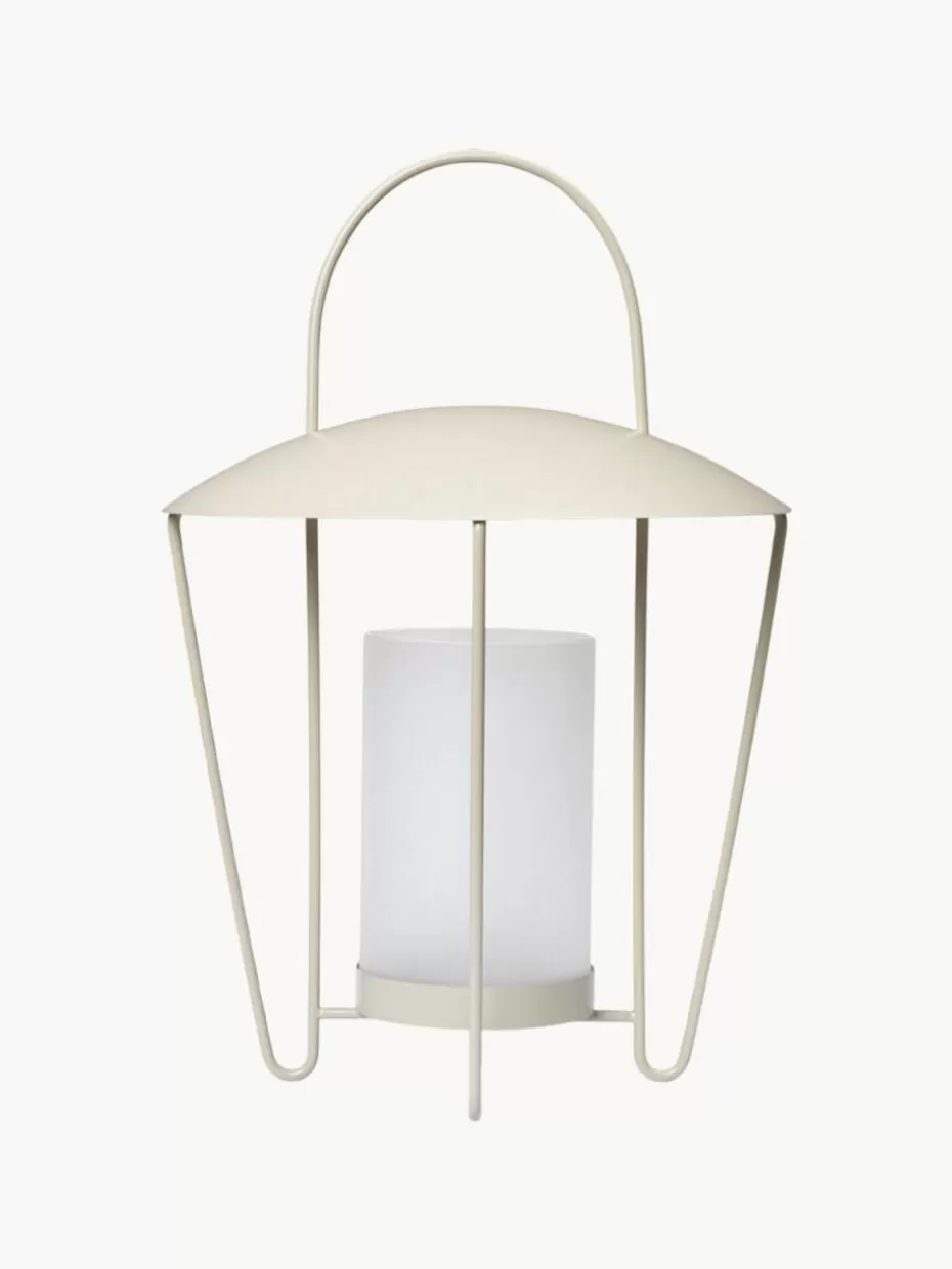 Outdoor Hängelampen-ferm LIVING Metall-Laterne Abri Hellbeige, Weiß