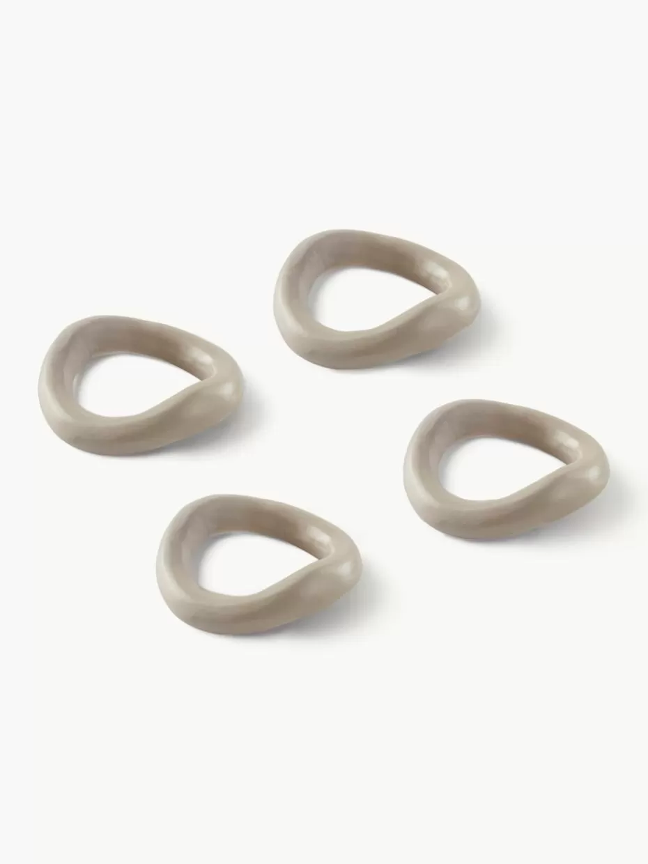 Servietten & Ringe-Jotex Metall-Serviettenringe Parker, 4 Stück Hellbeige