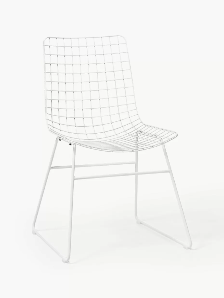 Stühle-HKLIVING Metall-Stuhl Wire Weiß