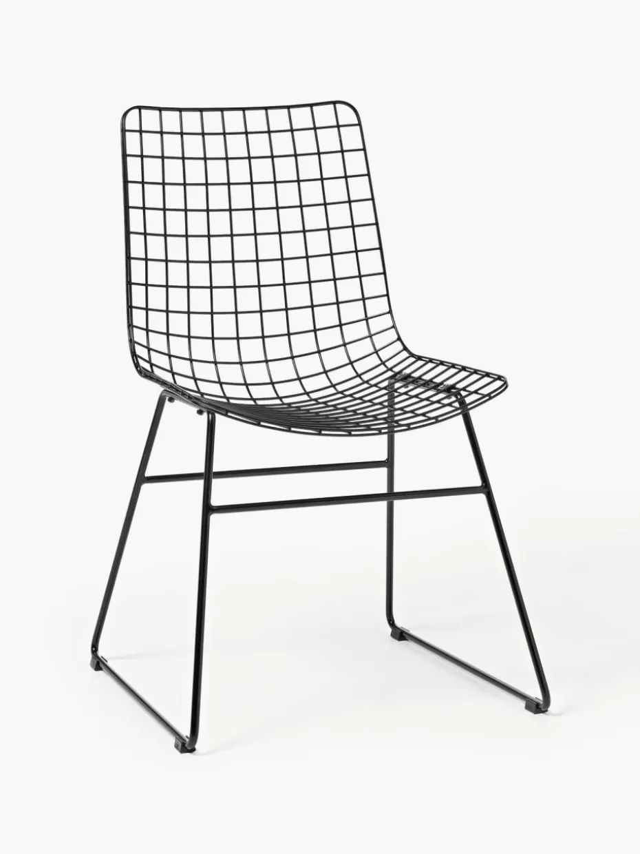 Stühle-HKLIVING Metall-Stuhl Wire Schwarz