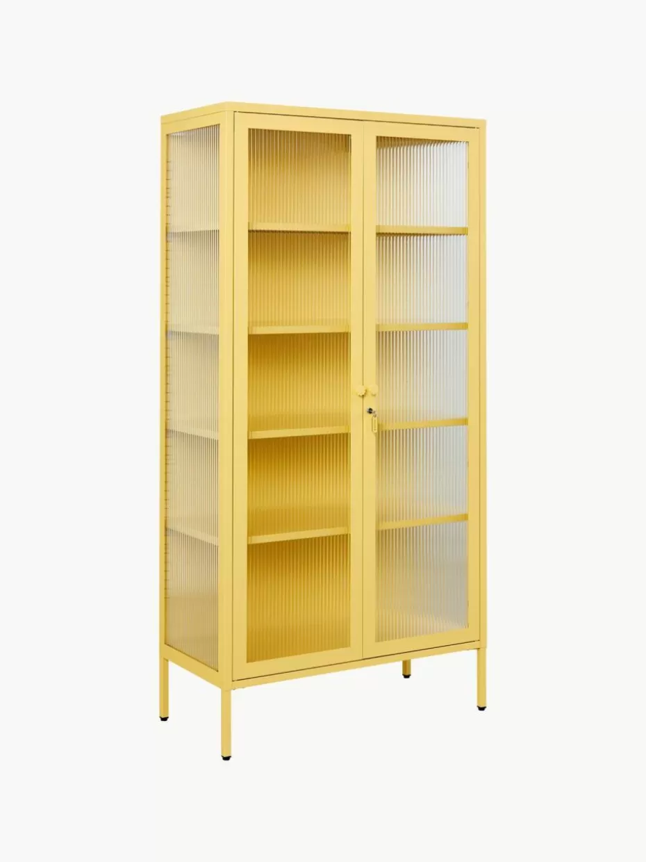 Vitrinen-Mustard Made Metall-Vitrine The Collector mit geriffeltem Glas Hellgelb