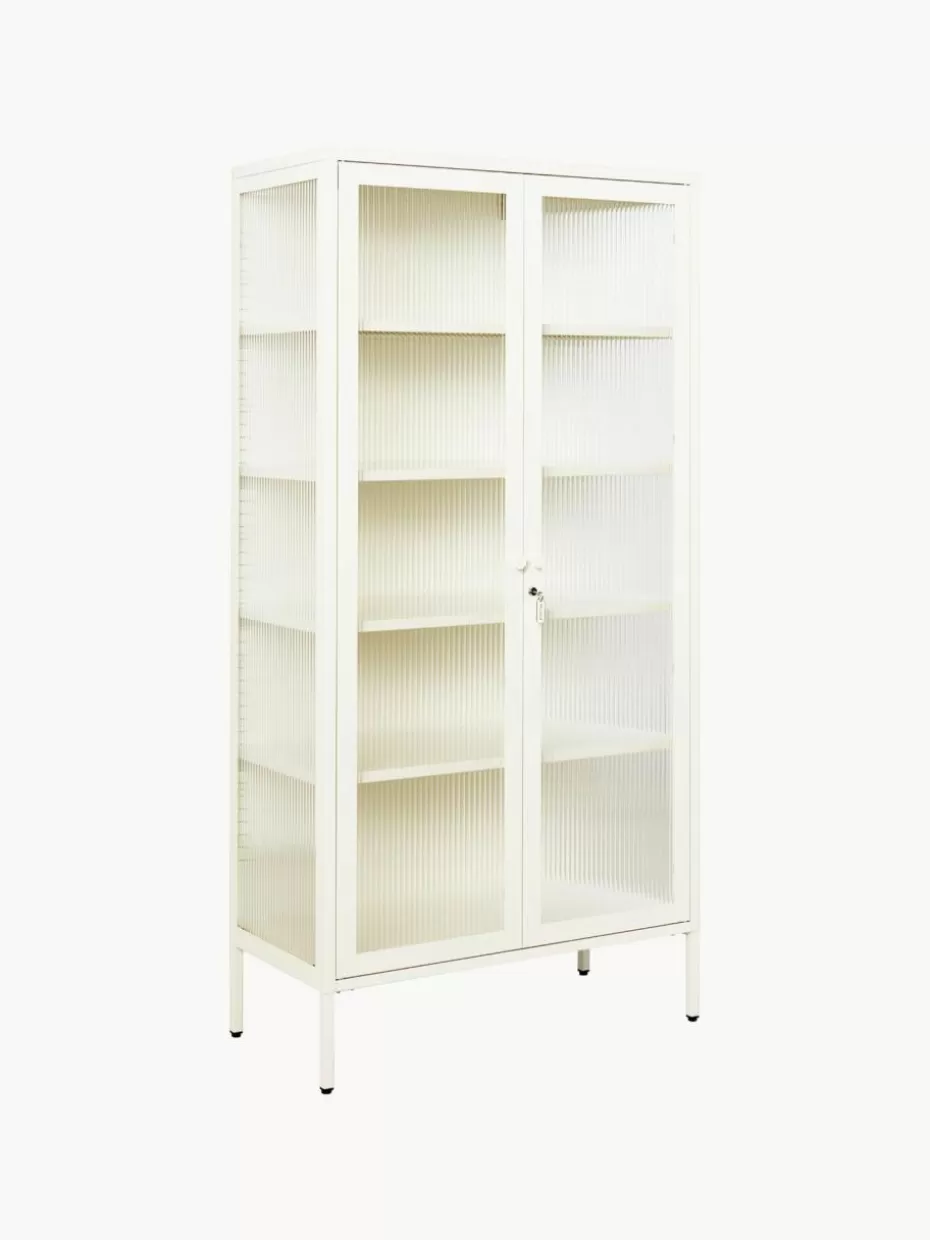 Vitrinen-Mustard Made Metall-Vitrine The Collector mit geriffeltem Glas Off White