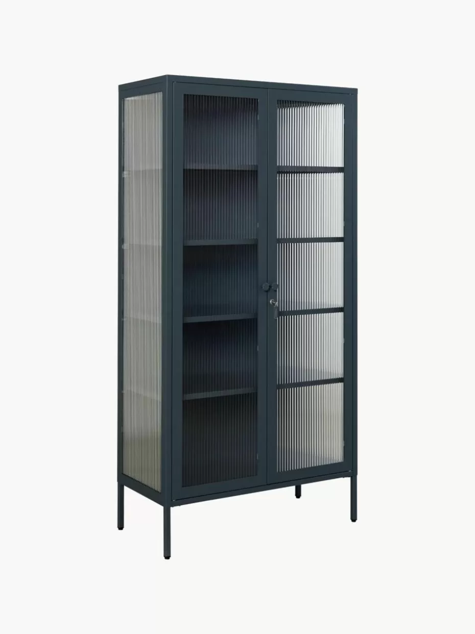 Vitrinen-Mustard Made Metall-Vitrine The Collector mit geriffeltem Glas Anthrazit